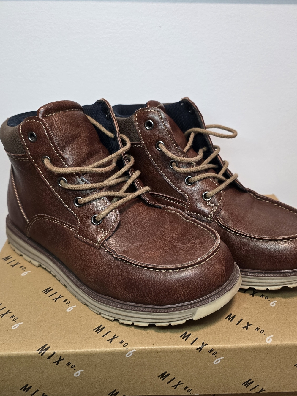 Mix No. 6 Kid’s Brown Leather Lace-Up Boots Preppy Fall Winter Style